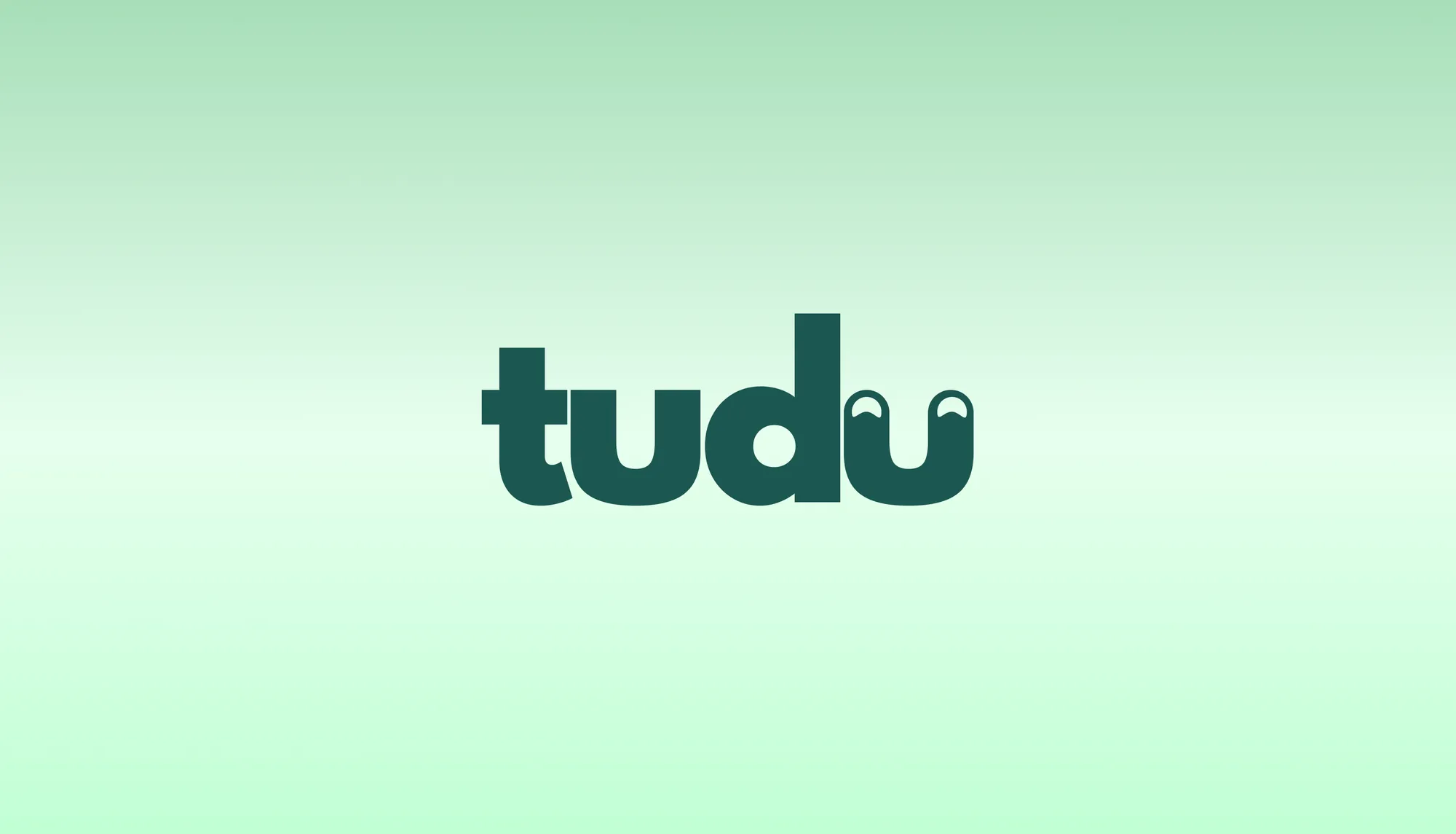 The final Tudu wordmark on a mint gradient