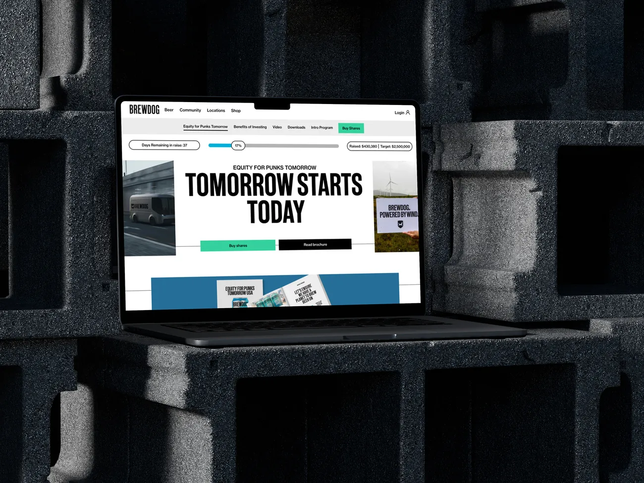 The BrewDog platform mtc. built, shown on a laptop