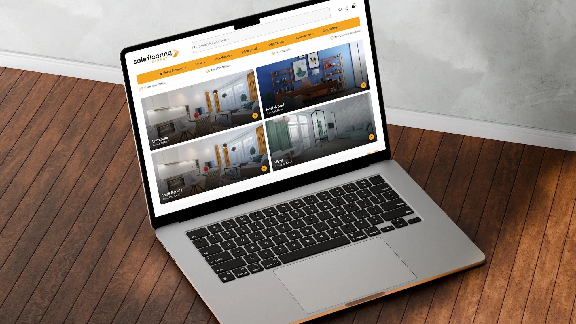 The Sale Flooring Direct website on a laptop