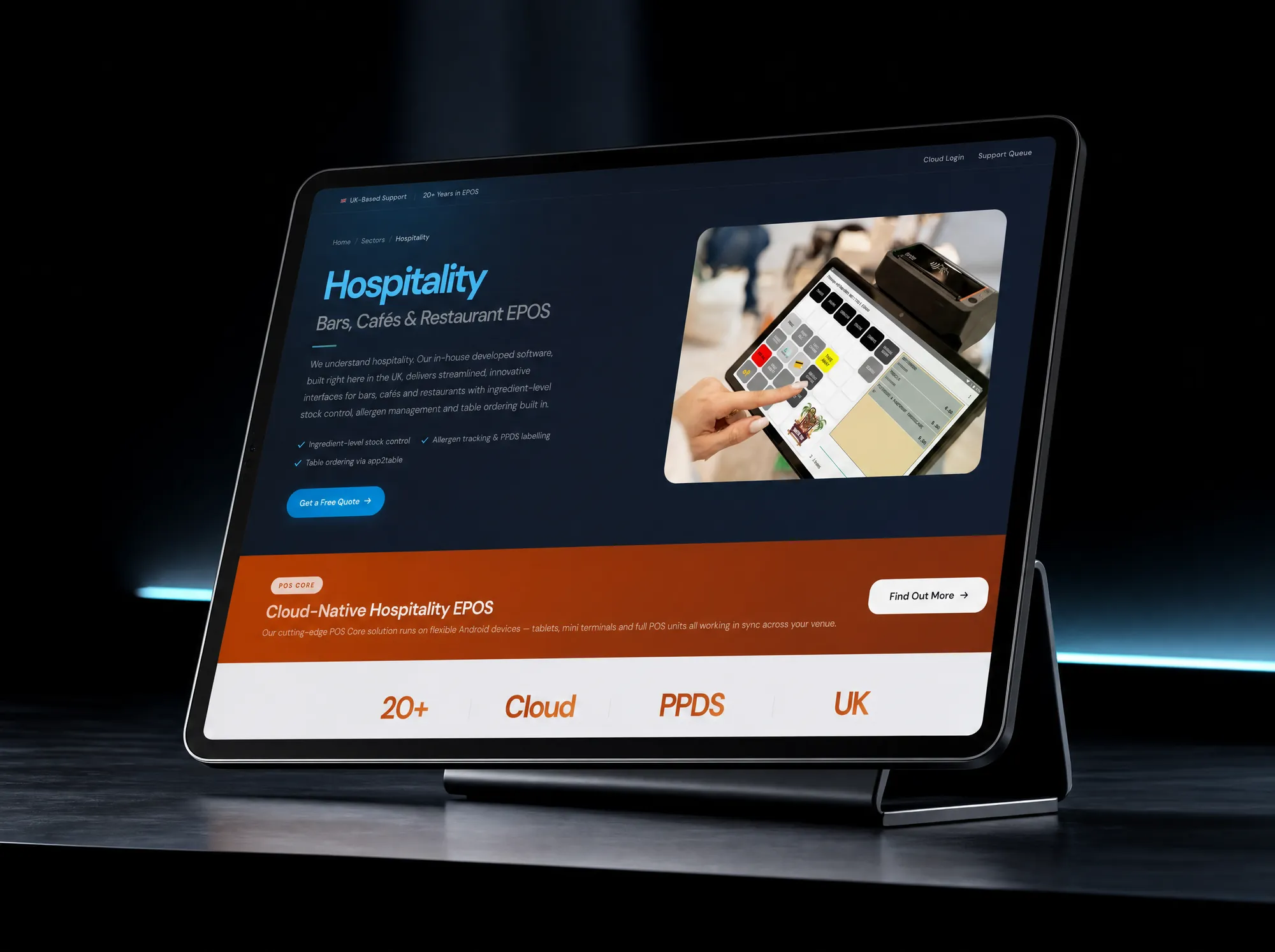 The Image Retail Solutions website on a tablet