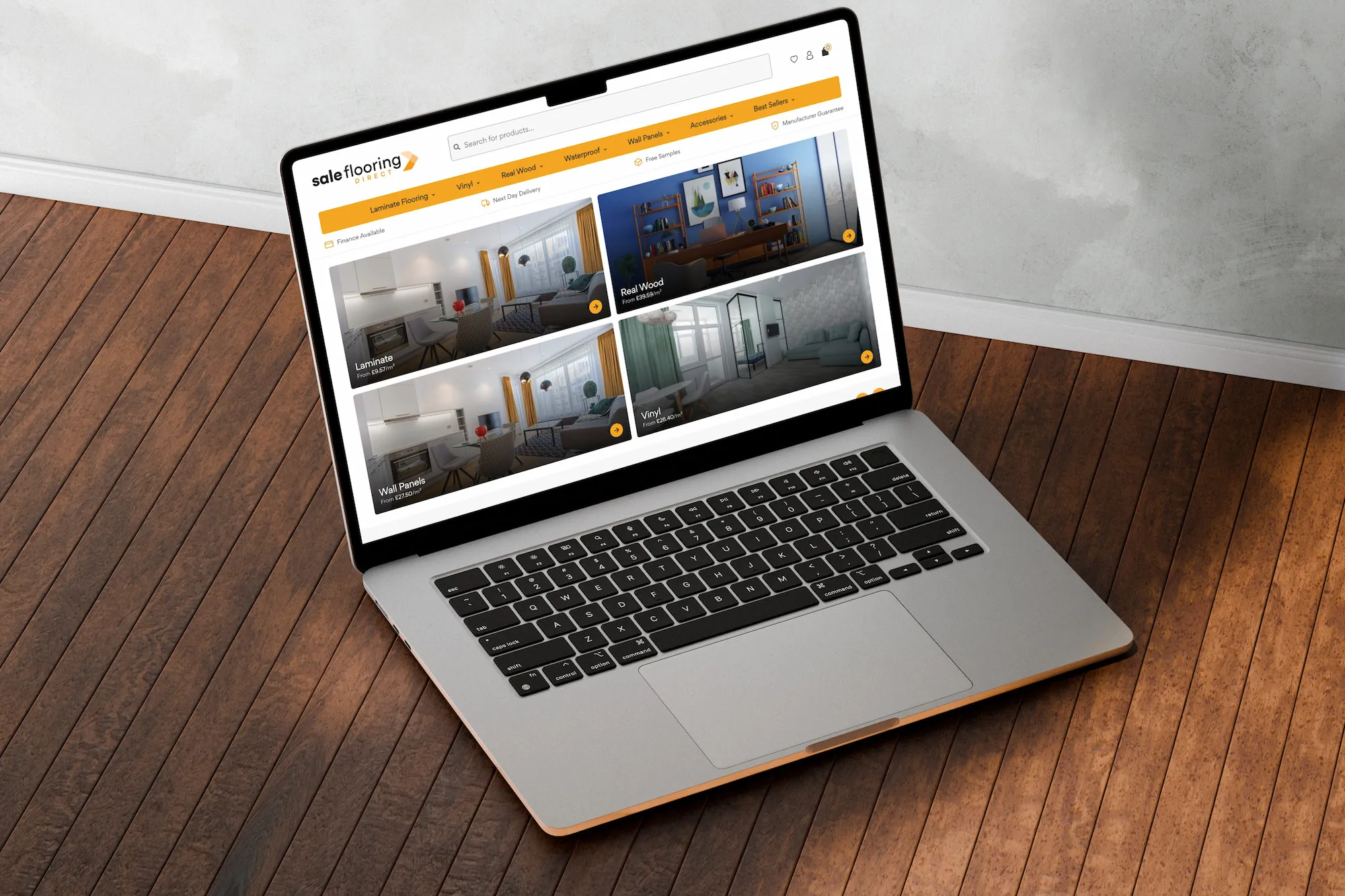 The Sale Flooring Direct website on a laptop