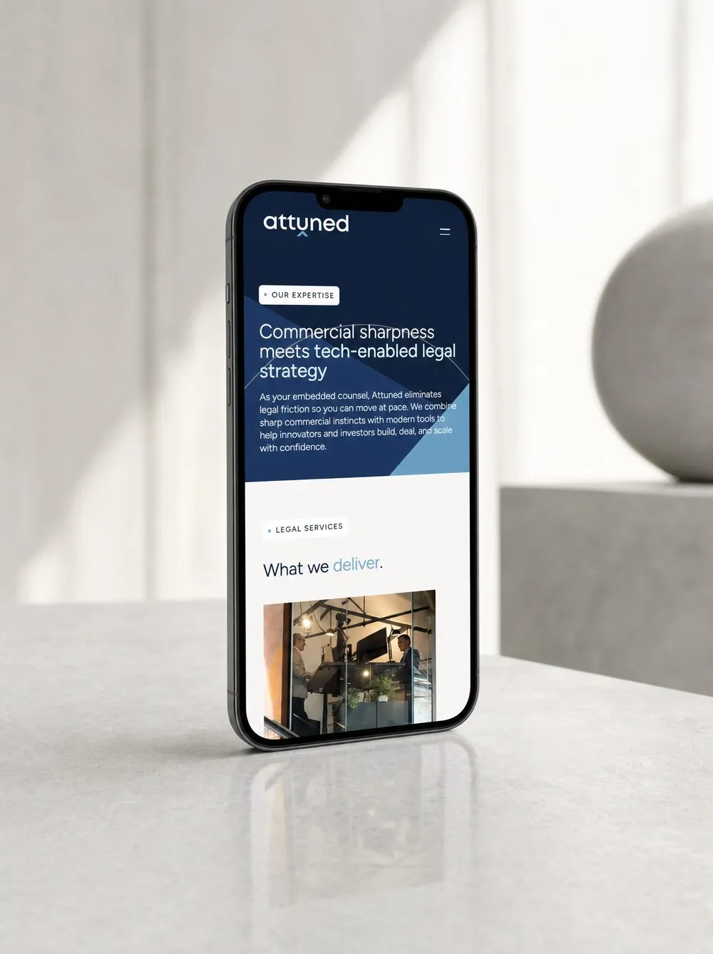 The Attuned Expertise page on a mobile