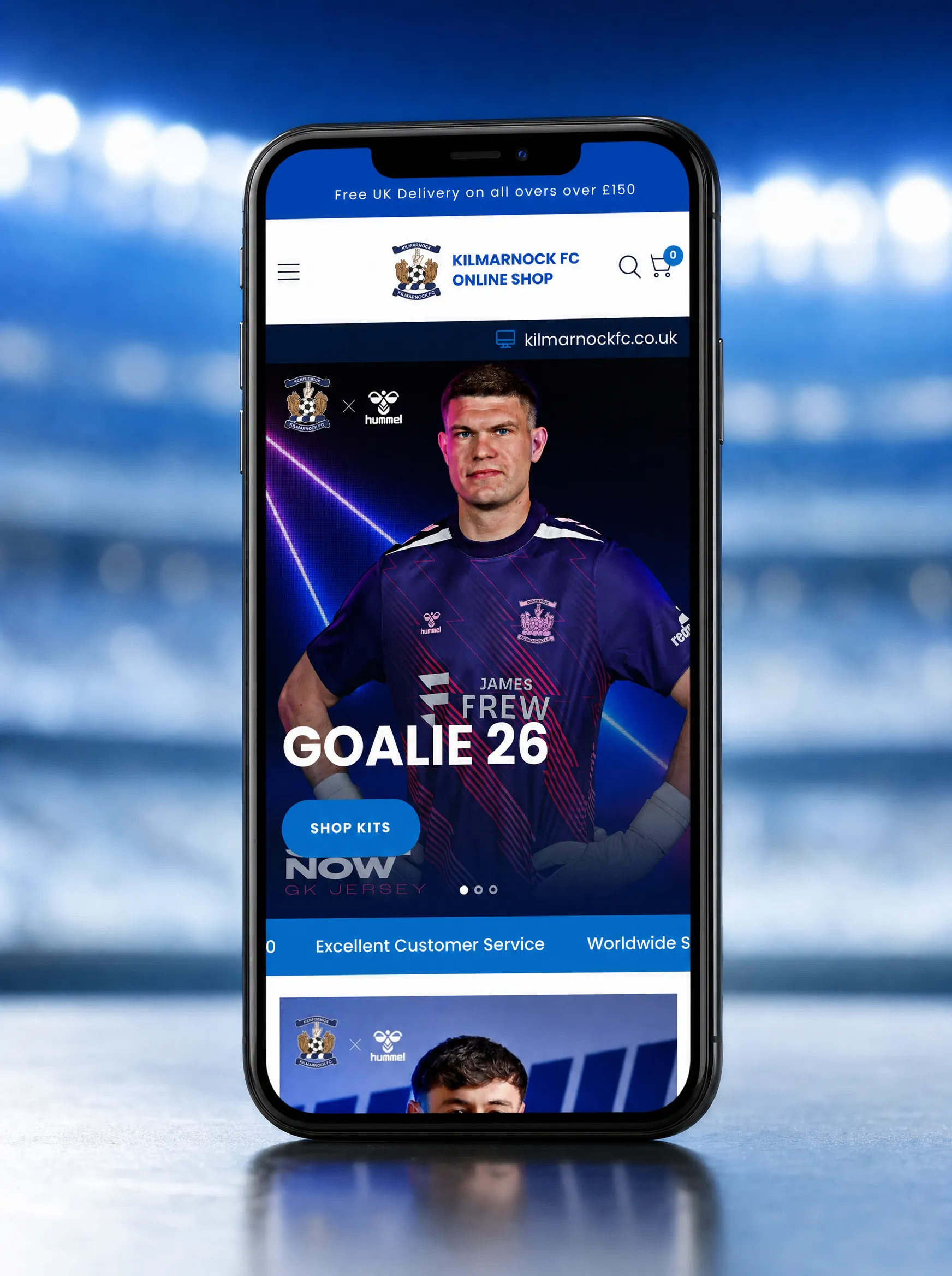 The Kilmarnock FC website on a mobile
