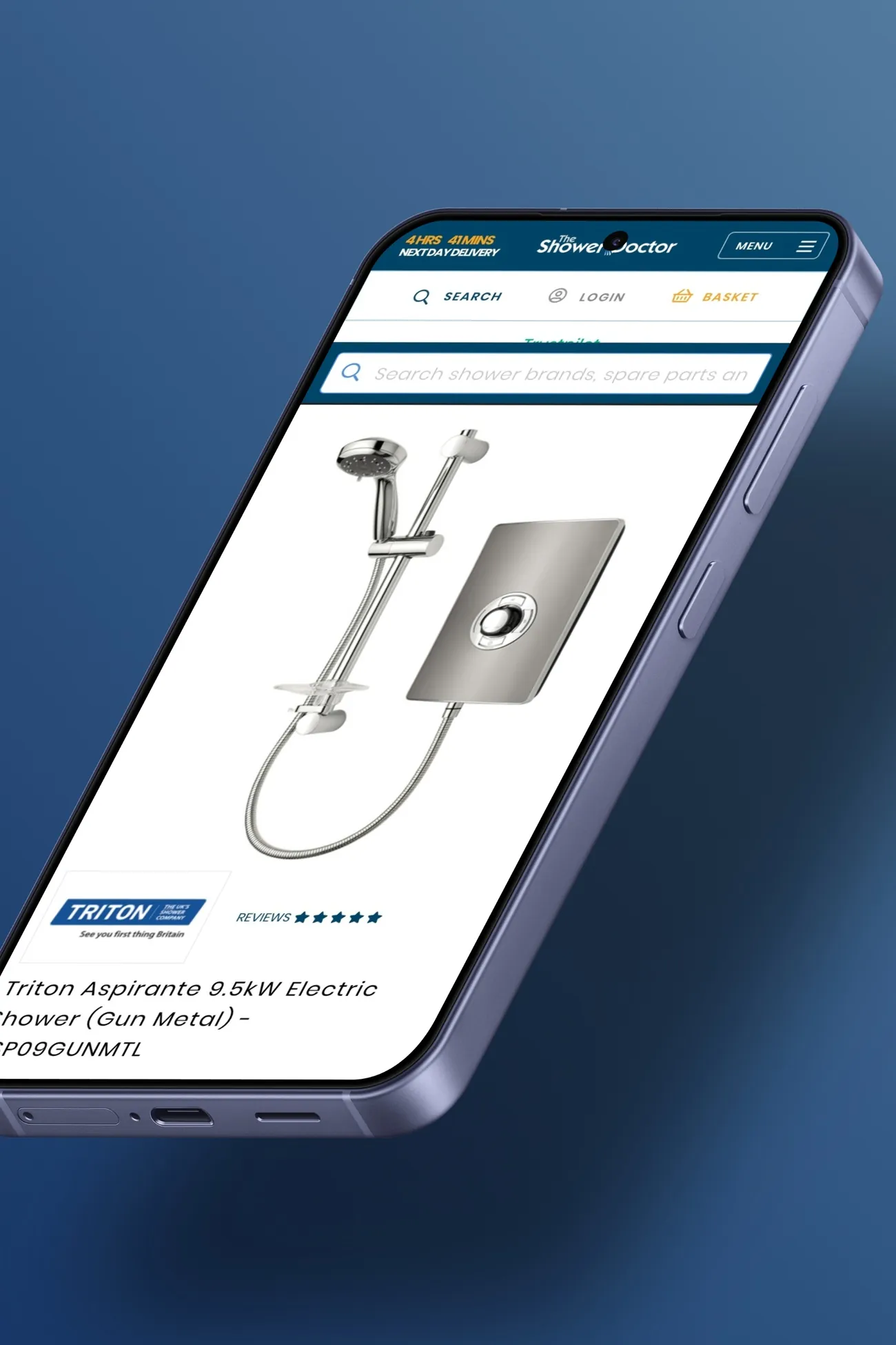 The Shower Doctor website on a mobile