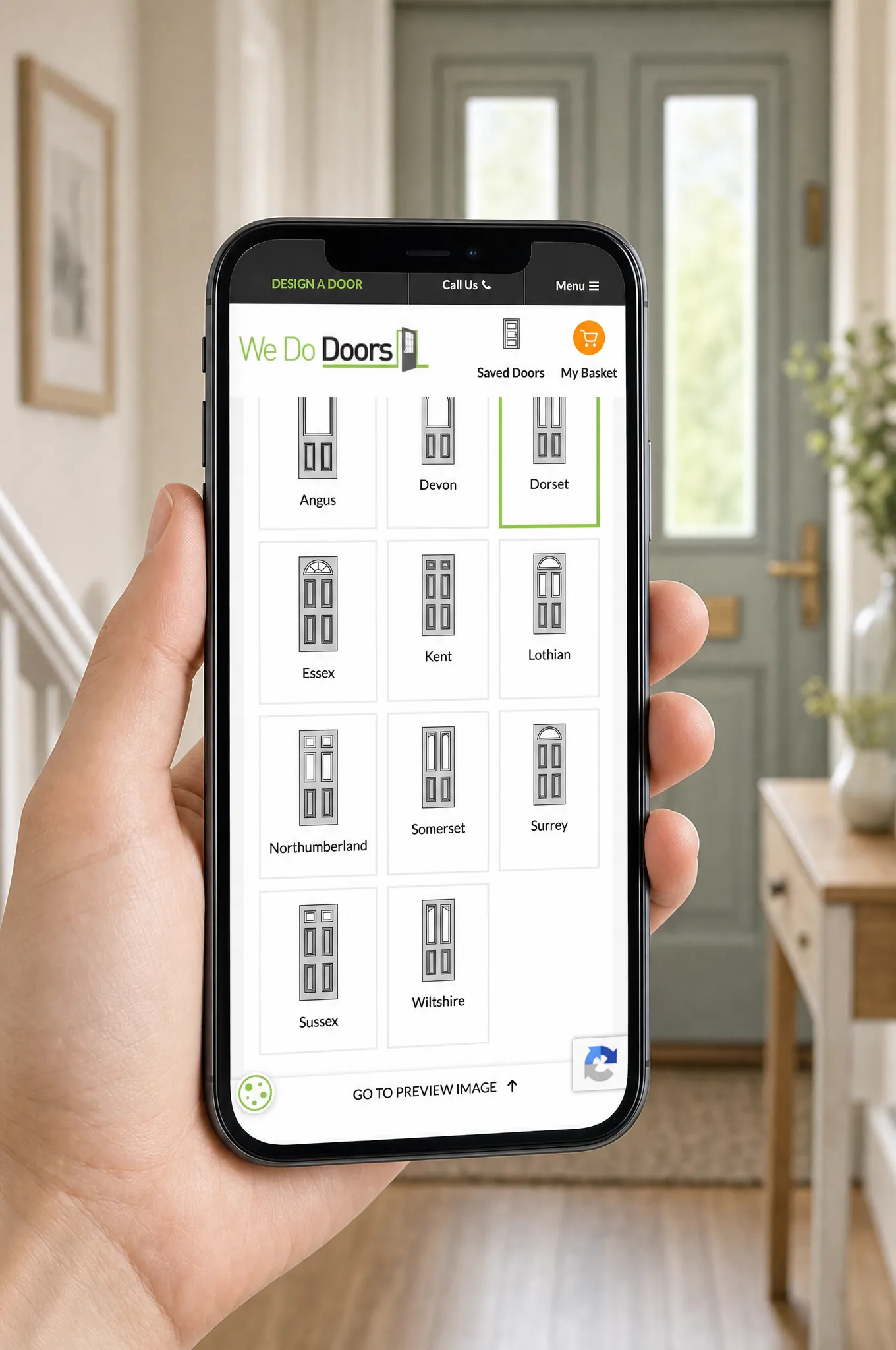The We Do Doors website on a mobile